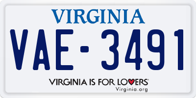 VA license plate VAE3491