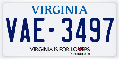 VA license plate VAE3497