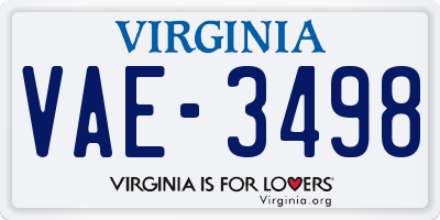 VA license plate VAE3498