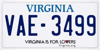 VA license plate VAE3499