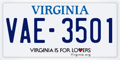 VA license plate VAE3501