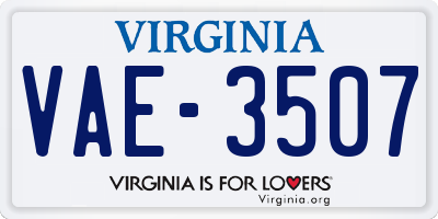 VA license plate VAE3507