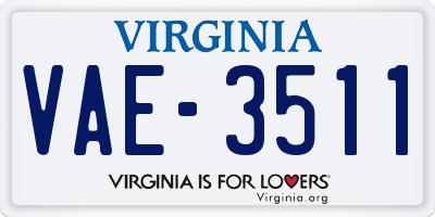 VA license plate VAE3511