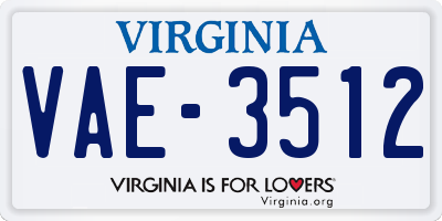 VA license plate VAE3512