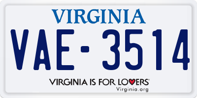 VA license plate VAE3514