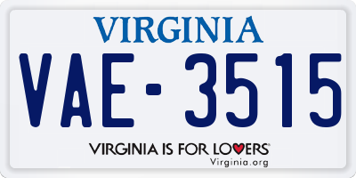 VA license plate VAE3515