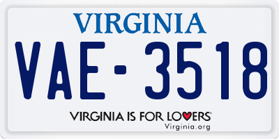 VA license plate VAE3518