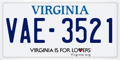 VA license plate VAE3521