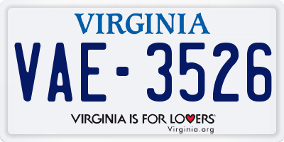 VA license plate VAE3526