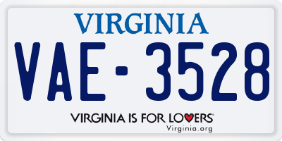 VA license plate VAE3528