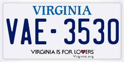 VA license plate VAE3530
