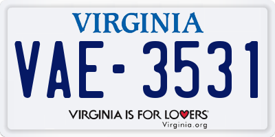 VA license plate VAE3531