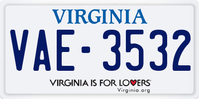 VA license plate VAE3532