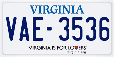 VA license plate VAE3536