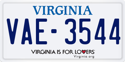 VA license plate VAE3544