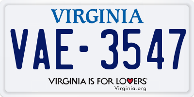 VA license plate VAE3547