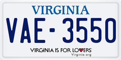 VA license plate VAE3550