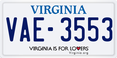 VA license plate VAE3553