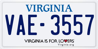 VA license plate VAE3557