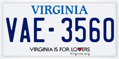 VA license plate VAE3560