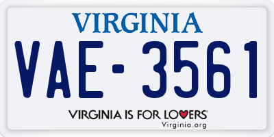 VA license plate VAE3561