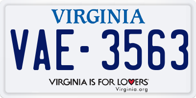 VA license plate VAE3563