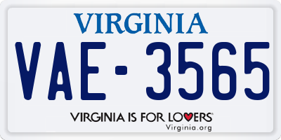 VA license plate VAE3565