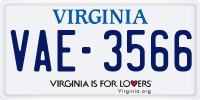 VA license plate VAE3566