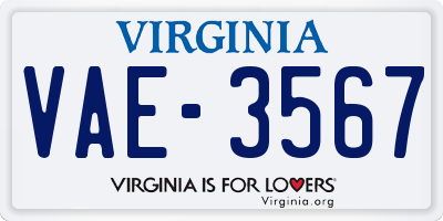 VA license plate VAE3567
