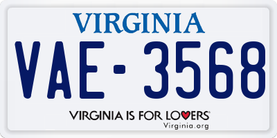 VA license plate VAE3568