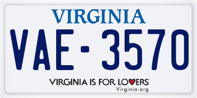 VA license plate VAE3570