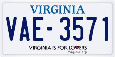 VA license plate VAE3571