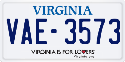 VA license plate VAE3573