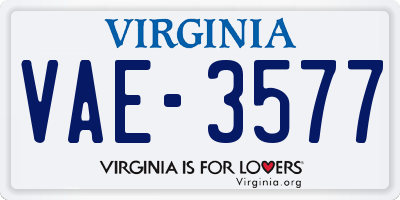 VA license plate VAE3577