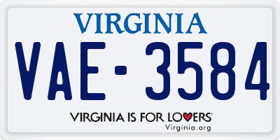 VA license plate VAE3584