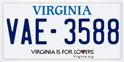 VA license plate VAE3588