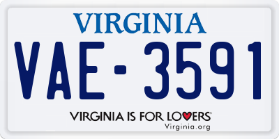 VA license plate VAE3591