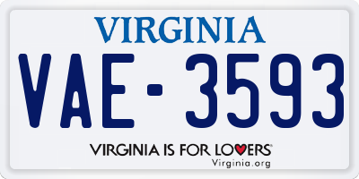 VA license plate VAE3593