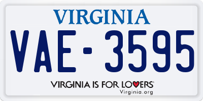 VA license plate VAE3595