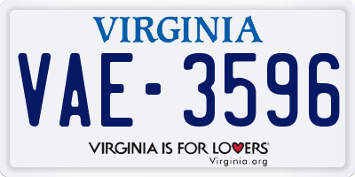 VA license plate VAE3596