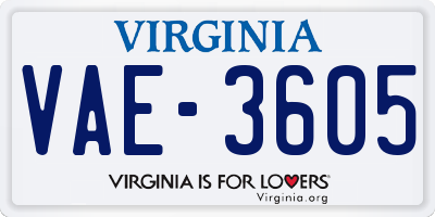 VA license plate VAE3605