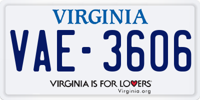 VA license plate VAE3606
