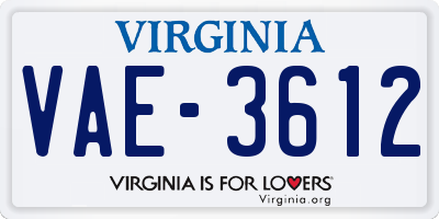 VA license plate VAE3612