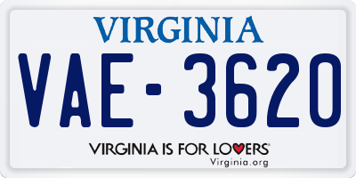 VA license plate VAE3620