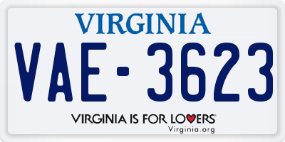 VA license plate VAE3623