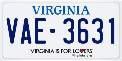 VA license plate VAE3631