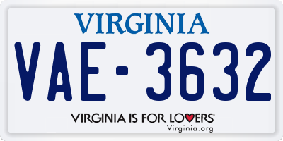 VA license plate VAE3632