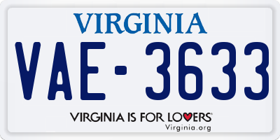 VA license plate VAE3633