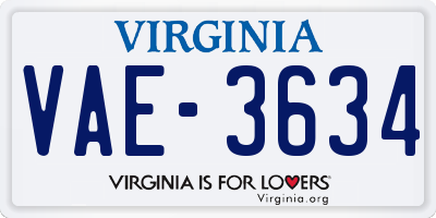 VA license plate VAE3634