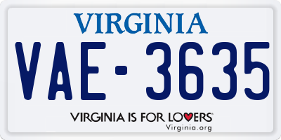 VA license plate VAE3635